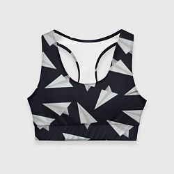 Топик спортивный женский Белый бумажный самолётик - Телеграм, цвет: 3D-принт