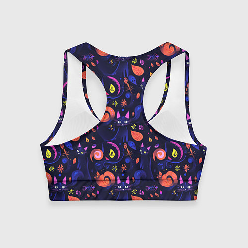 Женский спортивный топ Черные кошки - паттерн / 3D-принт – фото 2