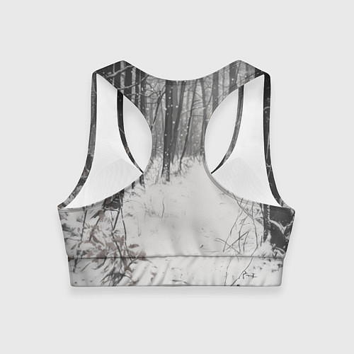 Женский спортивный топ Черная лиса в заснеженном лесу / 3D-принт – фото 2