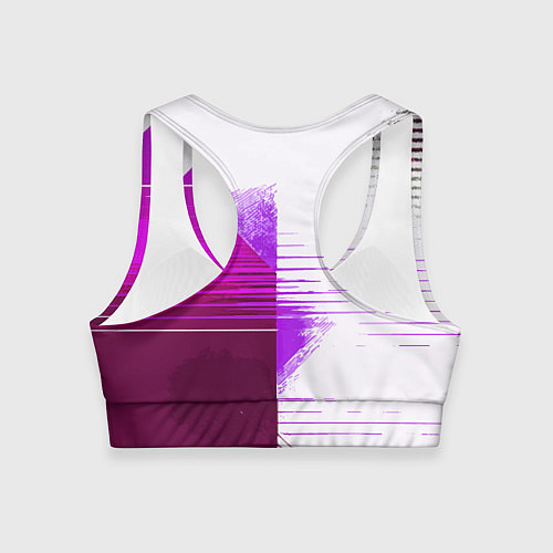 Женский спортивный топ Горизонтальные полосы на розово-белом фоне / 3D-принт – фото 2