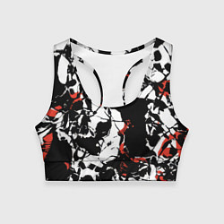 Топик спортивный женский Черно-красный камуфляж, цвет: 3D-принт