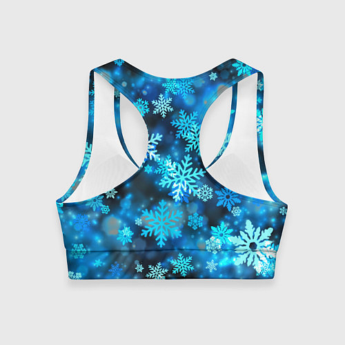 Женский спортивный топ Снежный новогодний узор / 3D-принт – фото 2