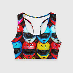 Топик спортивный женский Шлемы BMX, цвет: 3D-принт