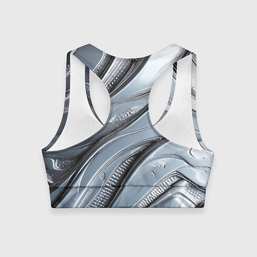 Женский спортивный топ Полированный металл серебряный / 3D-принт – фото 2
