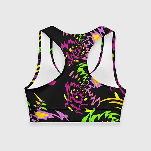 Женский спортивный топ Яркие абстрактные круги-зигзаги / 3D-принт – фото 2