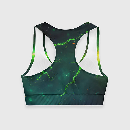 Женский спортивный топ Зеленые статичные брызги / 3D-принт – фото 2