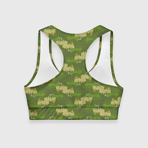 Женский спортивный топ Зеленый камуфляж / 3D-принт – фото 2
