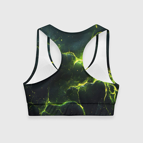 Женский спортивный топ Разбитая плита с зеленым светом / 3D-принт – фото 2