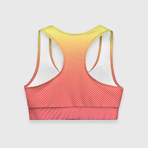 Женский спортивный топ Жёлто-красный градиент в мелкий горошек / 3D-принт – фото 2