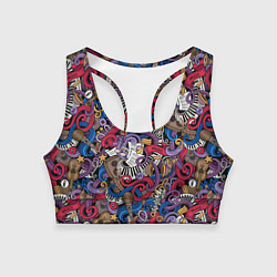 Топик спортивный женский Музыкальный коллаж, цвет: 3D-принт