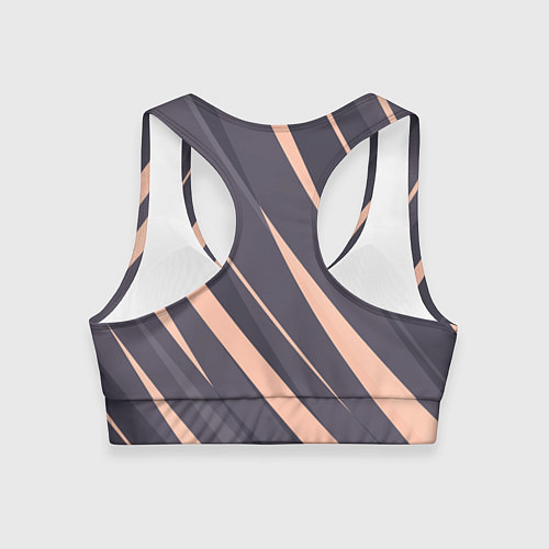 Женский спортивный топ Перламутровый серый полосы / 3D-принт – фото 2