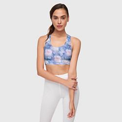 Топик спортивный женский Цветы в туманности, цвет: 3D-принт — фото 2