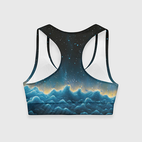 Женский спортивный топ Облака и черное небо текстура / 3D-принт – фото 2