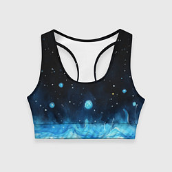 Топик спортивный женский Синяя светящееся краска, цвет: 3D-принт