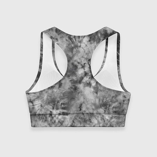 Женский спортивный топ Серый тай дай - абстракция / 3D-принт – фото 2