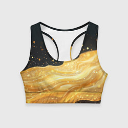 Топик спортивный женский Золотистая материя на черном фоне, цвет: 3D-принт