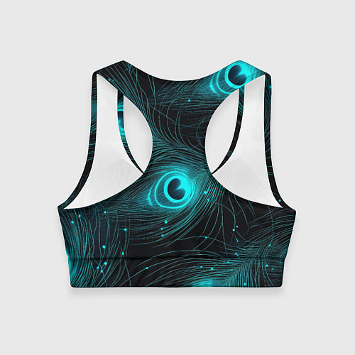 Женский спортивный топ Светящиеся перья павлина паттерн / 3D-принт – фото 2