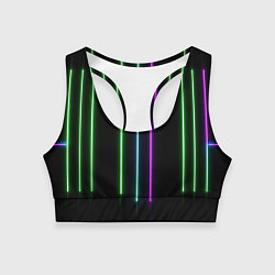 Топик спортивный женский Neon stripes, цвет: 3D-принт