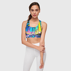 Топик спортивный женский Космический город, цвет: 3D-принт — фото 2
