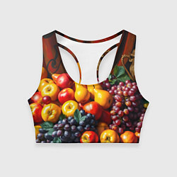 Топик спортивный женский Фруктовый натюрморт, цвет: 3D-принт