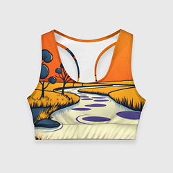 Топик спортивный женский Арт с фантастическим пейзажем, цвет: 3D-принт