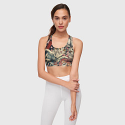 Топик спортивный женский Котики и рыбки в сакуре, цвет: 3D-принт — фото 2