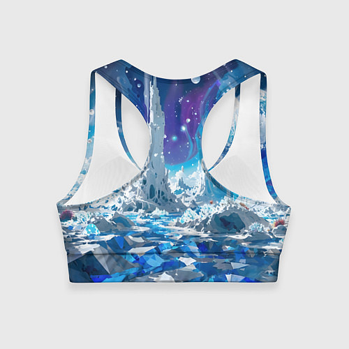 Женский спортивный топ Космический фантастический пейзаж / 3D-принт – фото 2