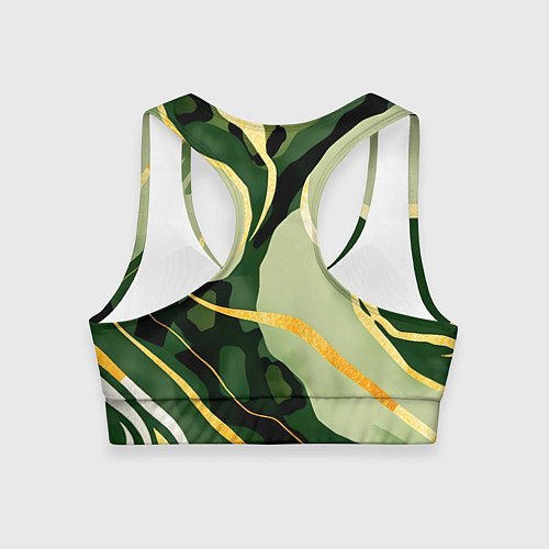 Женский спортивный топ Зеленый природный паттерн / 3D-принт – фото 2
