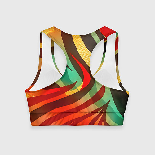 Женский спортивный топ Жаркая полосатая абстракция / 3D-принт – фото 2