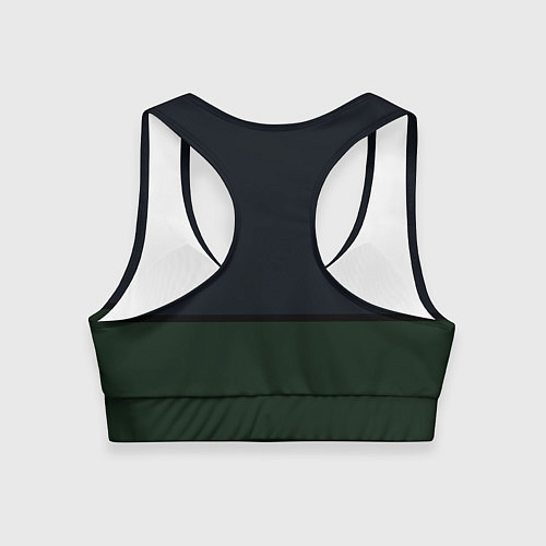 Женский спортивный топ Тёмный сине-зелёный с полосой / 3D-принт – фото 2