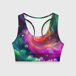Топик спортивный женский Космическая неоновая фантазия - нейроарт, цвет: 3D-принт