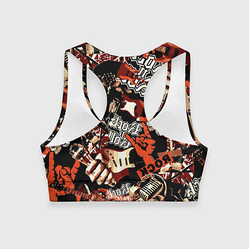 Женский спортивный топ Кукрыниксы на фоне электрогитар / 3D-принт – фото 2