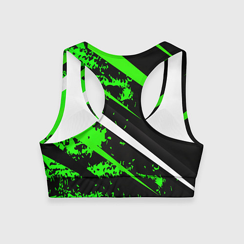 Женский спортивный топ Color black and green / 3D-принт – фото 2