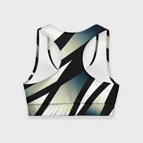 Женский спортивный топ Чёрно-белый с синим затемнением полосы / 3D-принт – фото 2