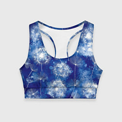 Женский спортивный топ Летающие одуванчики - акварельный фон