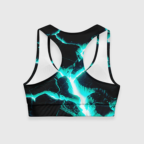 Женский спортивный топ Color light blue black / 3D-принт – фото 2