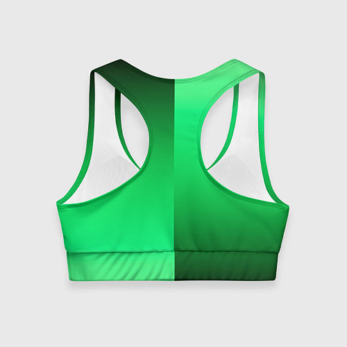 Женский спортивный топ Чёрно-зелёный градиент пополам / 3D-принт – фото 2