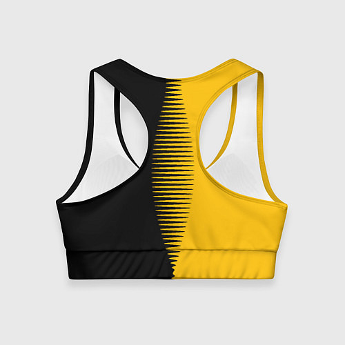 Женский спортивный топ Чёрно-жёлтый пополам с переходом / 3D-принт – фото 2