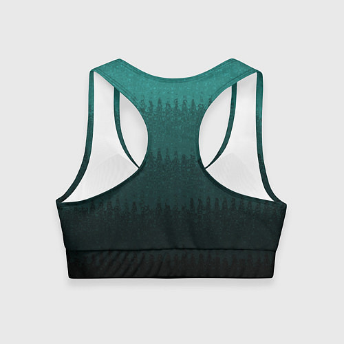 Женский спортивный топ Тёмный бирюзовый градиент текстурный полосы / 3D-принт – фото 2