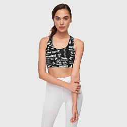 Топик спортивный женский Черно белые логотипы игр, цвет: 3D-принт — фото 2