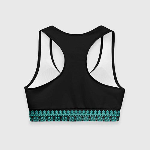 Женский спортивный топ Славянские узоры и орнамент голубой - вышиванка ру / 3D-принт – фото 2