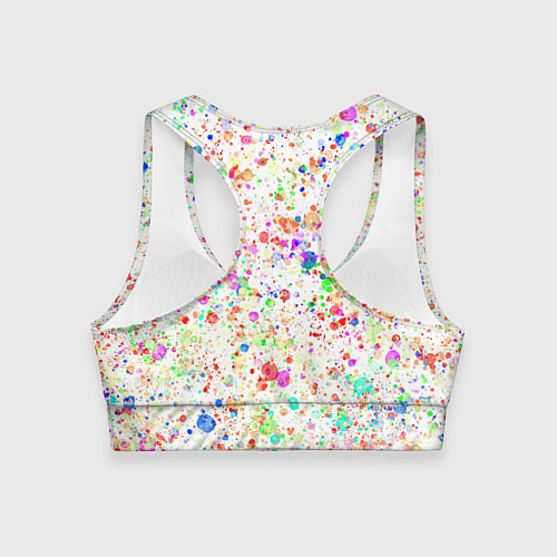 Женский спортивный топ Белый с разноцветными брызгами / 3D-принт – фото 2