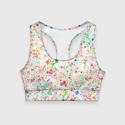Топик спортивный женский Белый с разноцветными брызгами, цвет: 3D-принт