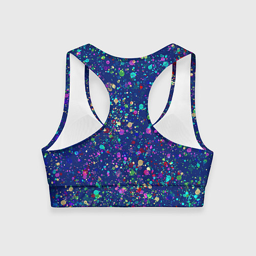 Женский спортивный топ Синий с разноцветными брызгами / 3D-принт – фото 2