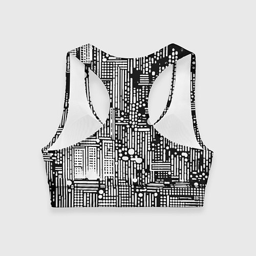 Женский спортивный топ Чёрно-белые абстракция точки полоски / 3D-принт – фото 2