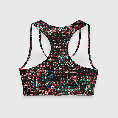 Женский спортивный топ Тёмный чёрно-красный мелкий квадрат / 3D-принт – фото 2