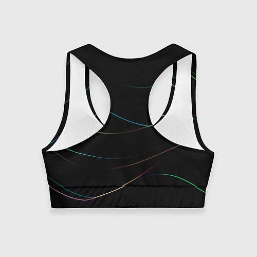 Женский спортивный топ Чёрный с неоновыми полосами / 3D-принт – фото 2