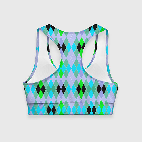 Женский спортивный топ Геометрический узор с разноцветными ромбами / 3D-принт – фото 2