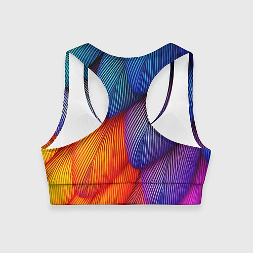 Женский спортивный топ Радужные перья попугая / 3D-принт – фото 2