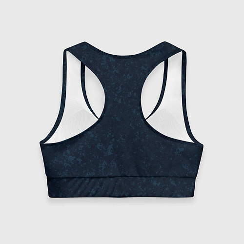 Женский спортивный топ Темный синий однотонный пятнистый / 3D-принт – фото 2